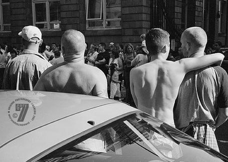 GayFest 2001: lads on Whitworth Street 