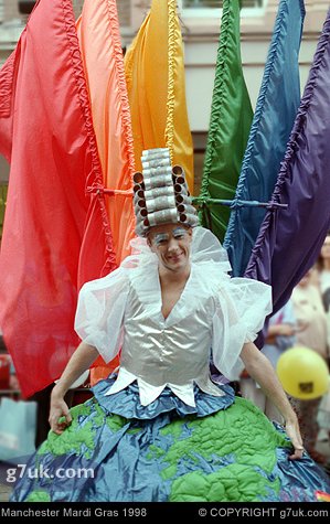 Frock with flags - Manchester Mardi Gras 1998