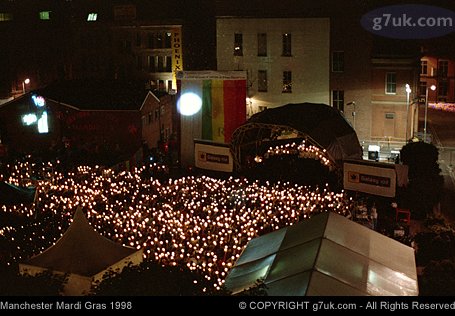 At the candle-light vigil, people remember those who have died from AIDS. It was touching to see the thousands of flickering lights below. 